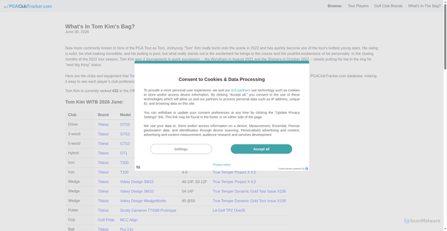 Security scan screenshot of https://www.pgaclubtracker.com/players/joohyung-kim-witb-whats-in-the-bag