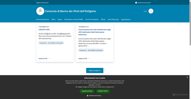 Security scan screenshot of https://www.cbra.it/it