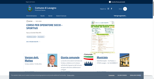 Security scan screenshot of https://www.comune.lavagno.vr.it/home