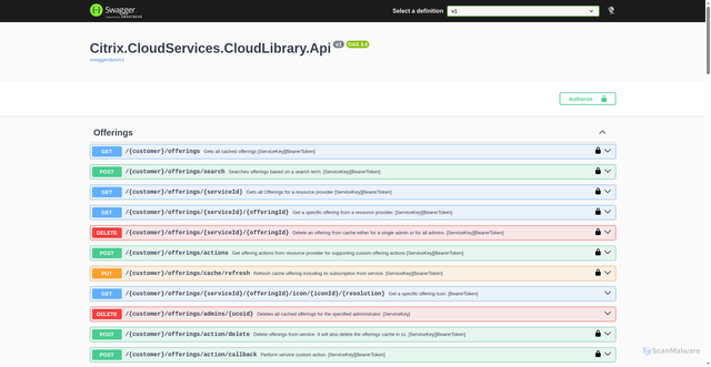 Security scan screenshot of https://cloudlibrary-us.citrixworkspacesapi.net