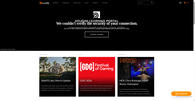Security scan screenshot of https://sidefx.com