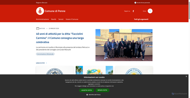 Security scan screenshot of https://www.comune.penne.pe.it