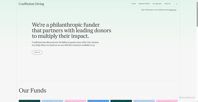 Security scan screenshot of https://coefficientgiving.org/