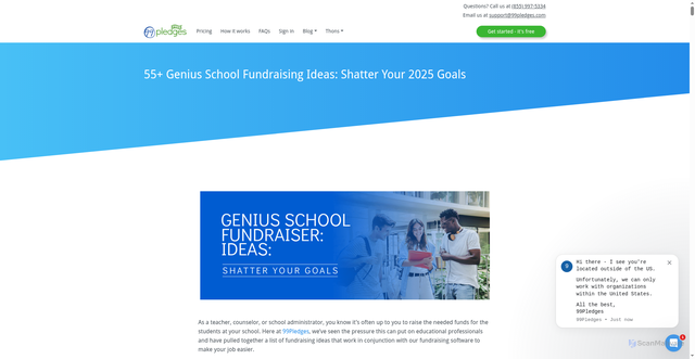 Security scan screenshot of https://99pledges.com/blog/school-fundraising-ideas/