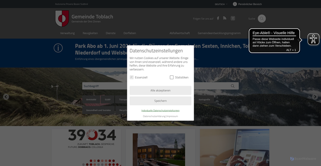Security scan screenshot of https://www.dobbiaco.eu/de