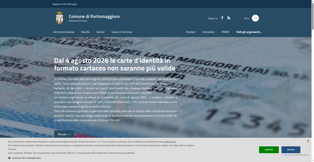 Security scan screenshot of https://www.comune.portomaggiore.fe.it