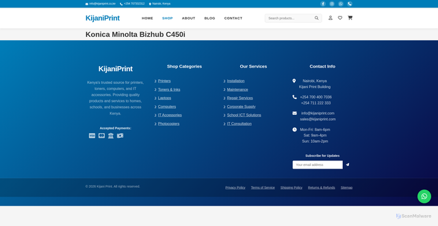 Security scan screenshot of http://kijaniprinttoners.co.ke/product.php?id=404&type=toner