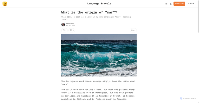 Security scan screenshot of https://marconeves.substack.com/p/what-is-the-origin-of-mar