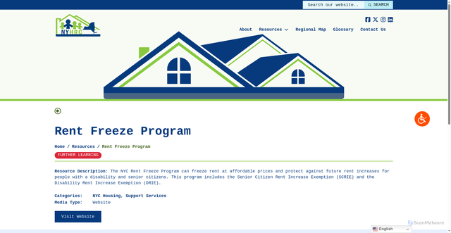 Security scan screenshot of https://www.nyhrc.org/resource/rent-freeze-program/