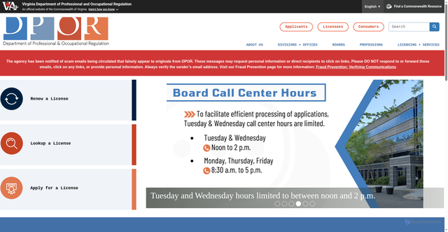 Security scan screenshot of https://www.dpor.virginia.gov/