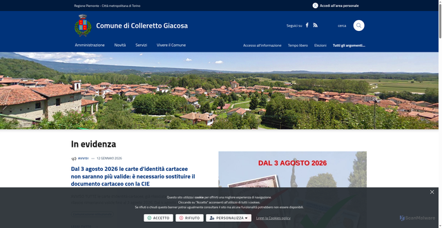 Security scan screenshot of https://www.comune.collerettogiacosa.to.it/