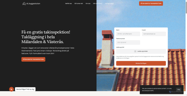 Security scan screenshot of https://albyggsolution.se