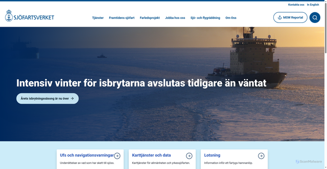 Security scan screenshot of https://www.sjofartsverket.se