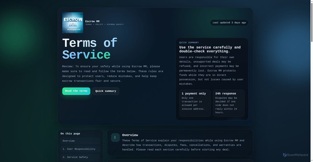 Security scan screenshot of https://escrow-pf38dlsbyi.edgeone.app/