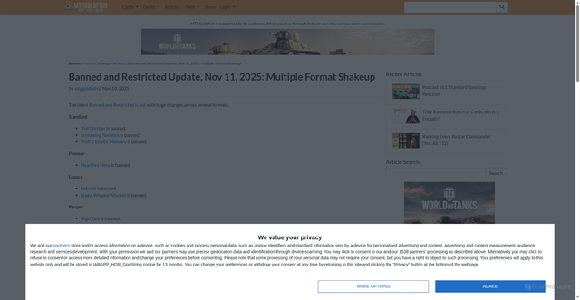 Security scan screenshot of https://www.mtggoldfish.com/articles/banned-and-restricted-update-nov-11-2025-multiple-format-shakeup