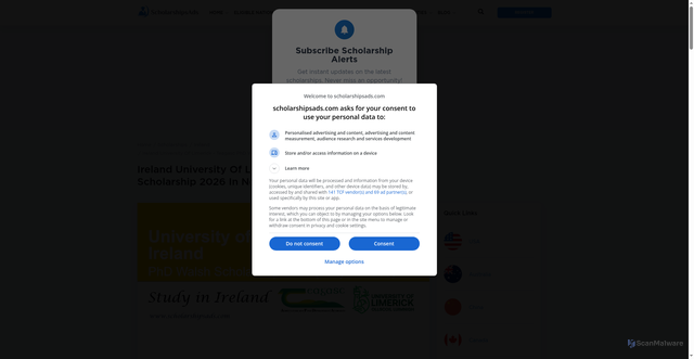 Security scan screenshot of https://www.scholarshipsads.com/teagasc-phd-walsh-scholarship-next-gen-milking