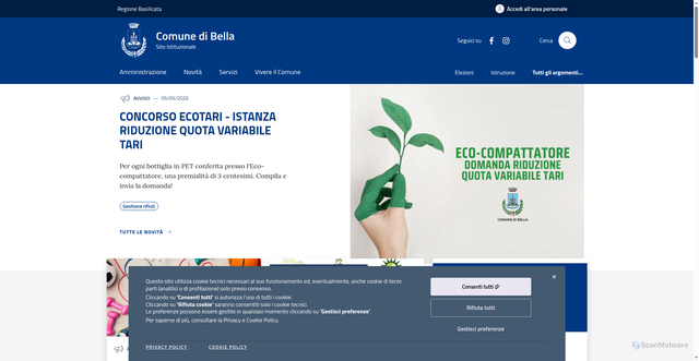 Security scan screenshot of https://www.comune.bella.pz.it