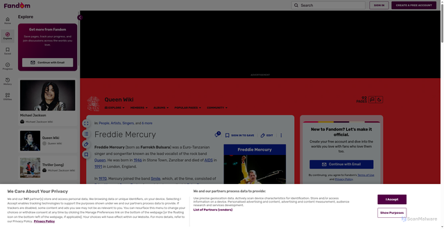 Security scan screenshot of https://bohemianrhapsody.fandom.com/wiki/Freddie_Mercury