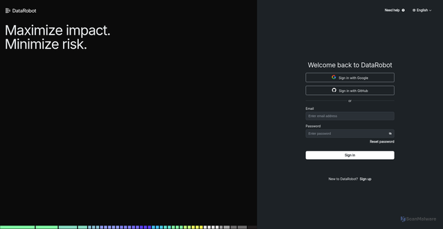 Security scan screenshot of https://app.datarobot.com