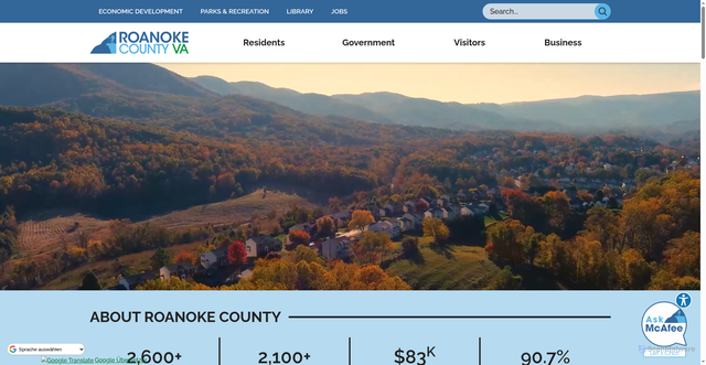 Security scan screenshot of https://www.roanokecountyva.gov