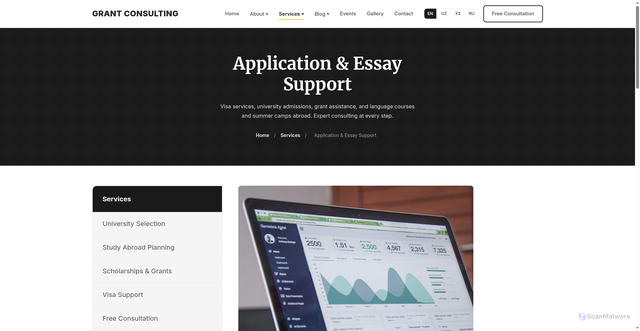 Security scan screenshot of https://grant-consulting.uz/en/service-digital-marketing