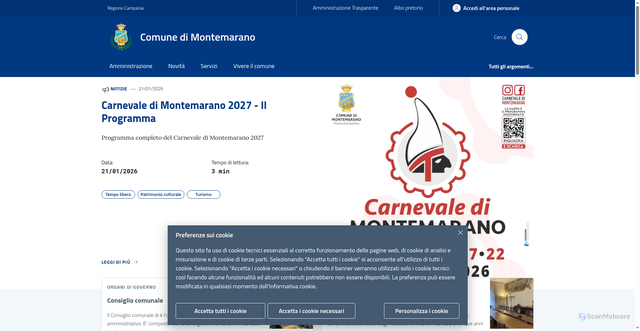 Security scan screenshot of https://www.comune.montemarano.av.it