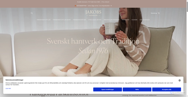 Security scan screenshot of https://jakobshandmade.se
