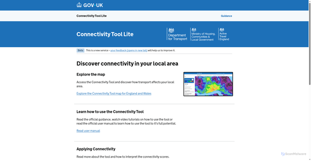 Security scan screenshot of https://connectivity-tool-lite.dft.gov.uk