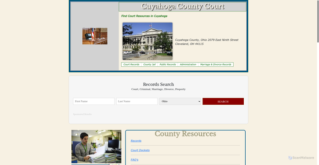 Security scan screenshot of https://cuyahogacountycourt.org/