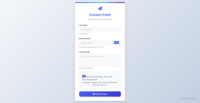 Security scan screenshot of http://keithsite.top/contact