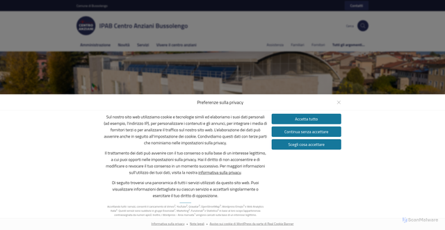 Security scan screenshot of https://www.ipabcentroanziani.it