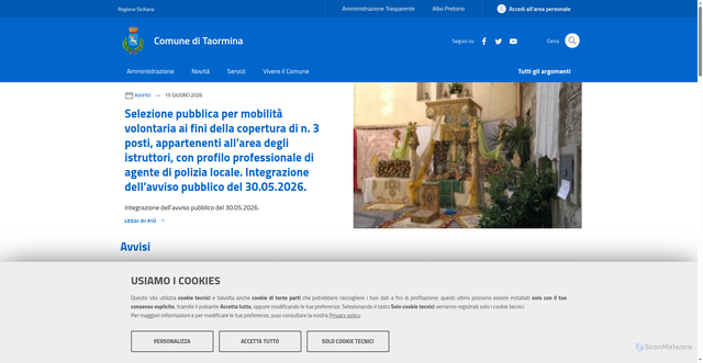 Security scan screenshot of https://www.comune.taormina.me.it