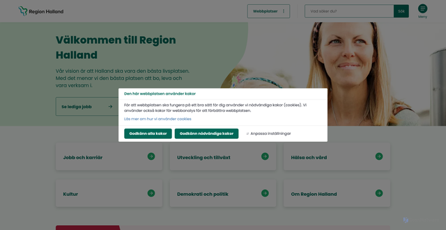 Security scan screenshot of https://www.regionhalland.se/