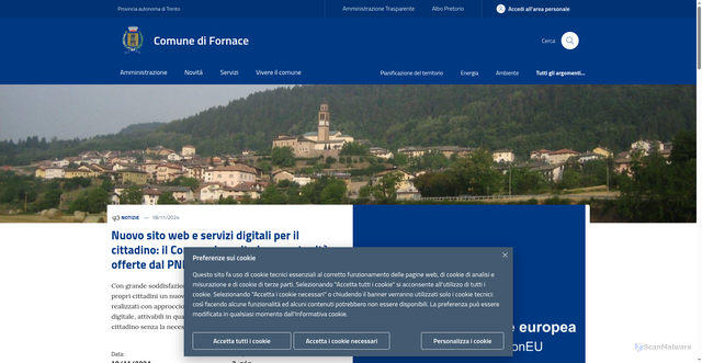 Security scan screenshot of https://www.comune.fornace.tn.it