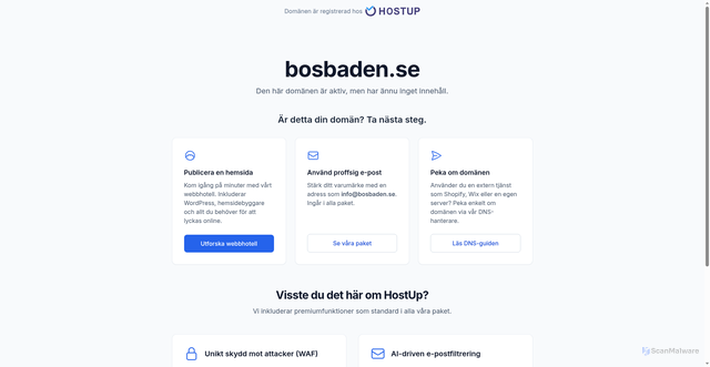 Security scan screenshot of https://bosbaden.se