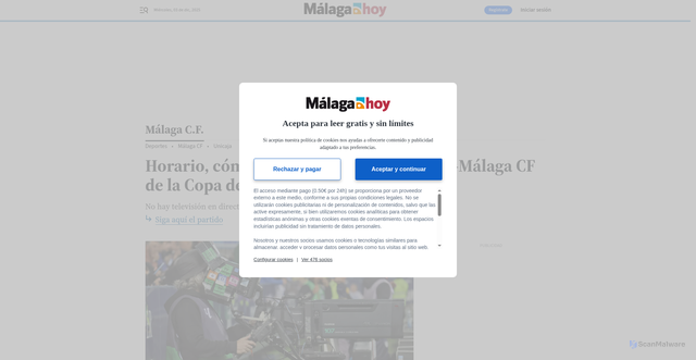 Security scan screenshot of https://www.malagahoy.es/malaga_cf/horario-seguir-talavera-malaga-cf_0_2005368172.html