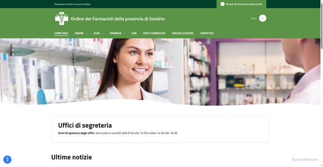 Security scan screenshot of https://www.ordinefarmacistisondrio.it/