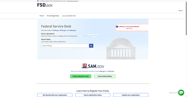 Security scan screenshot of https://www.fsd.gov/gsafsd_sp