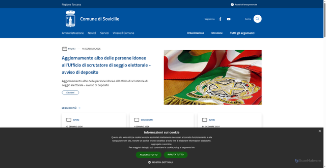 Security scan screenshot of https://www.comune.sovicille.si.it/it
