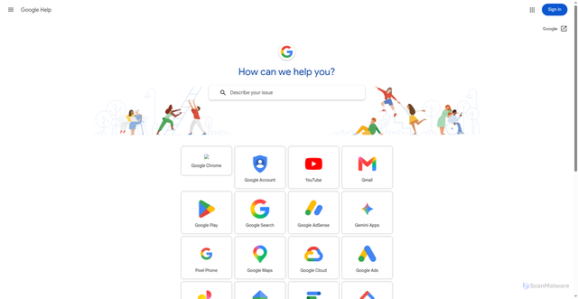 Security scan screenshot of https://support.google.com/