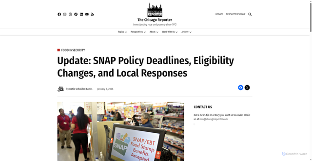 Security scan screenshot of https://www.chicagoreporter.com/update-snap-policy-deadlines-eligibility-changes-and-local-responses/
