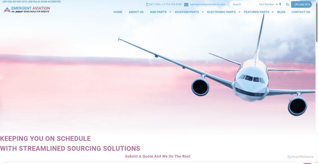 Security scan screenshot of https://emergentaviation.com