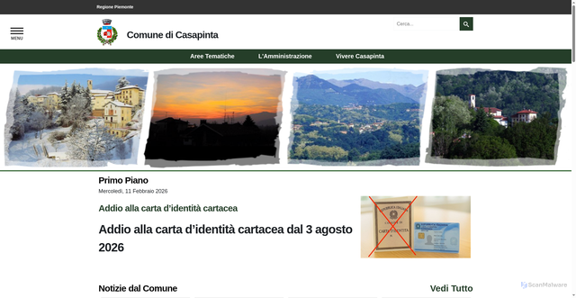 Security scan screenshot of http://www.comune.casapinta.bi.it/