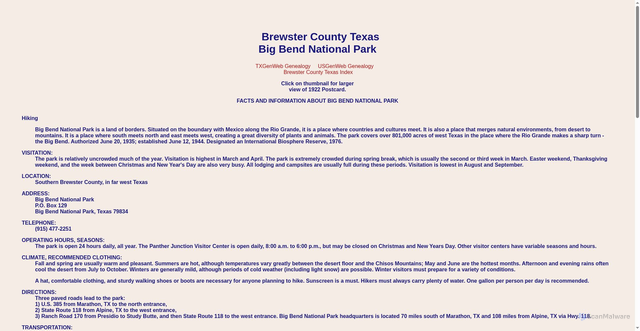 Security scan screenshot of https://sites.rootsweb.com/~txbrewst/bigbend.htm