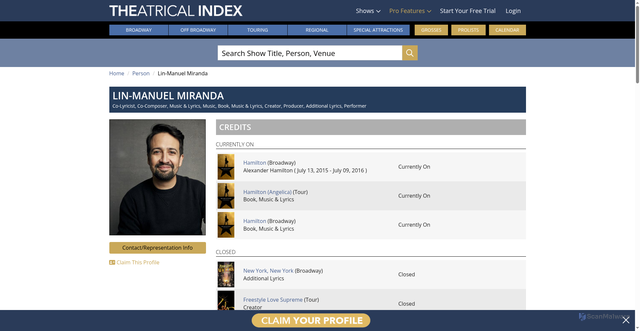 Security scan screenshot of https://www.theatricalindex.com/person/lin-manuel-miranda
