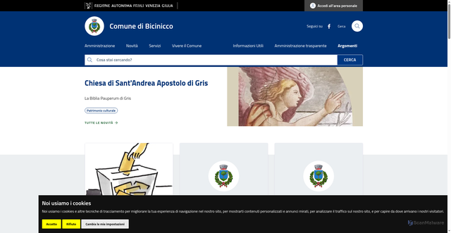 Security scan screenshot of https://www.comune.bicinicco.ud.it/