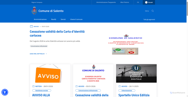 Security scan screenshot of https://www.comune.salento.sa.it