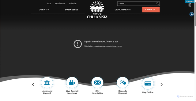 Security scan screenshot of https://www.chulavistaca.gov/