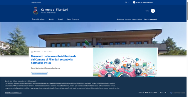 Security scan screenshot of https://www.comune.filandari.vv.it/