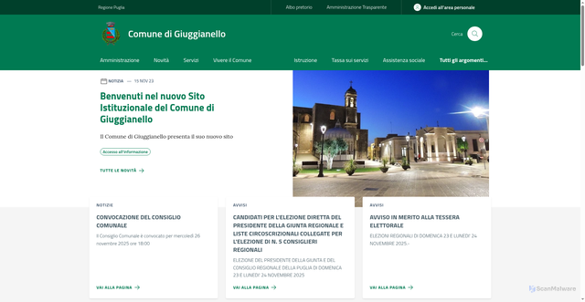 Security scan screenshot of https://www.comune.giuggianello.le.it/